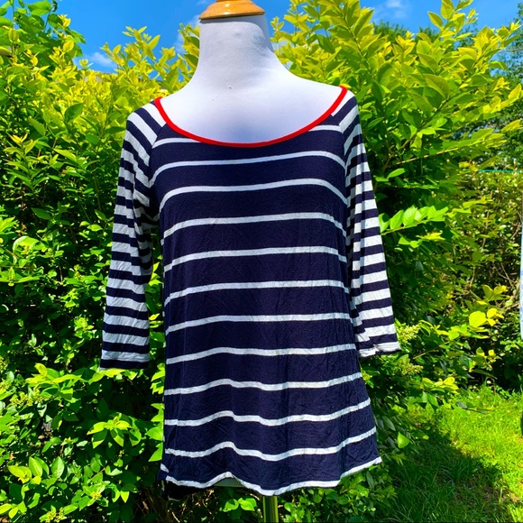 GAL Boss Striped Colorblock Red White Blue Top Medium Soft & comfy! - Picture 1 of 7